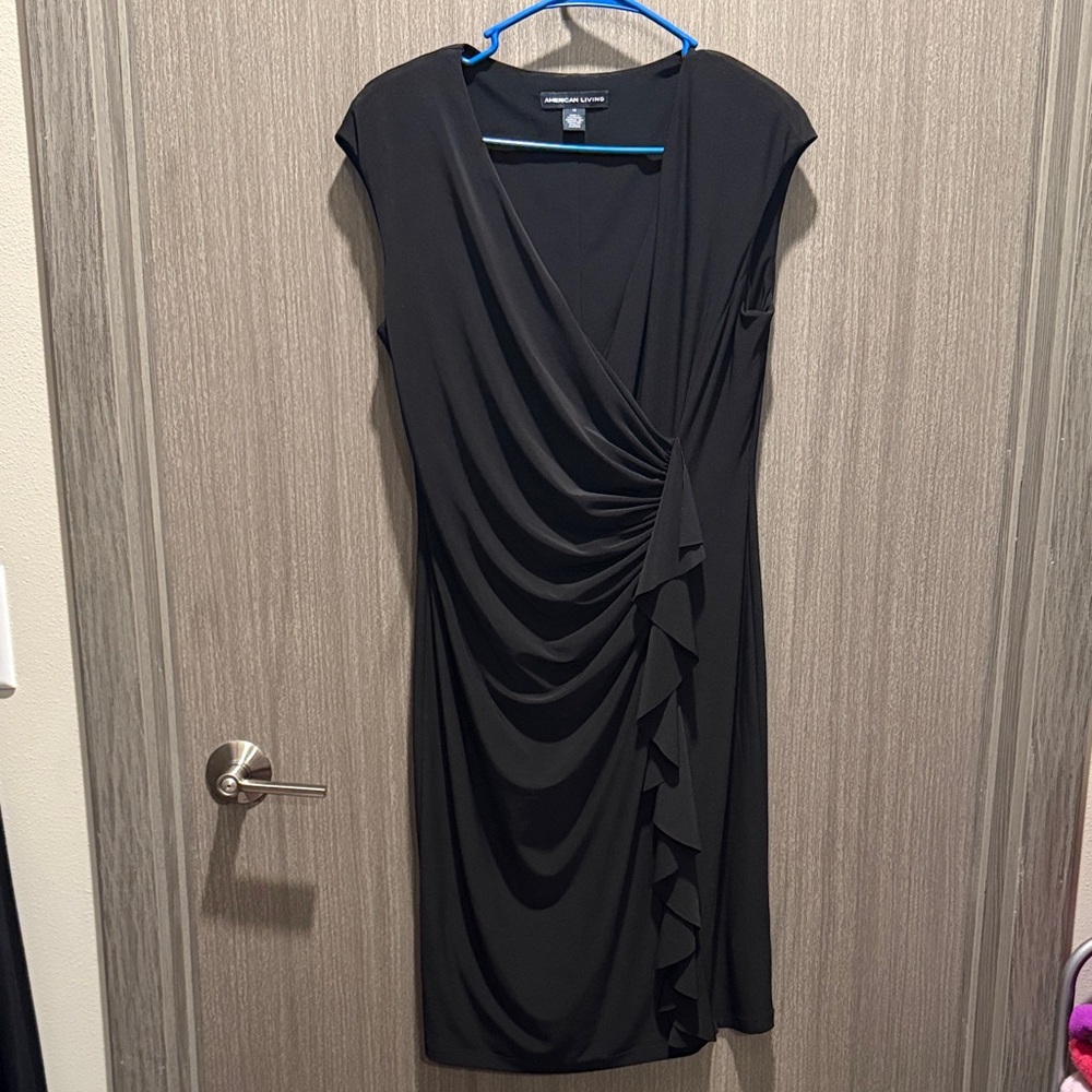 American Living Black Draped Midi Dress